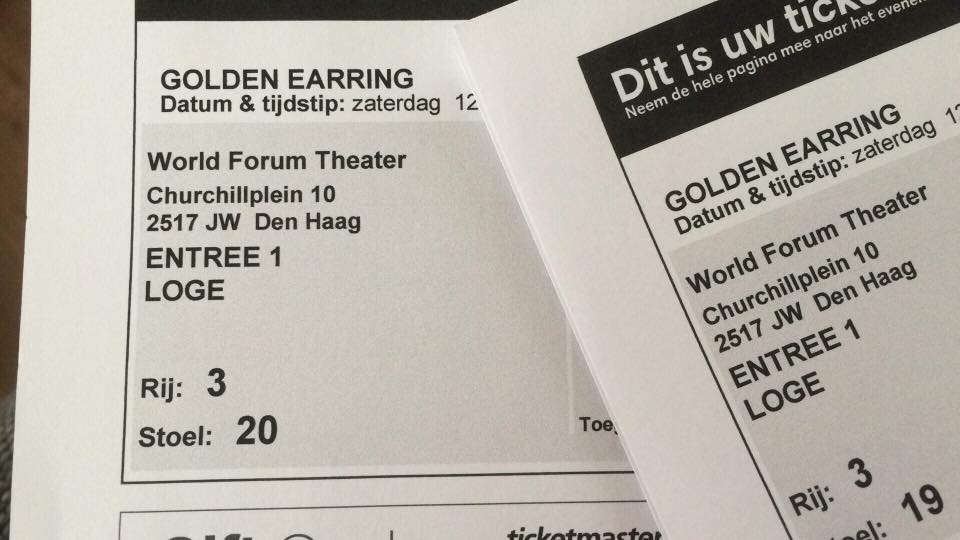 Golden Earring show ticket_3-20 Den Haag - World Forum Theatre